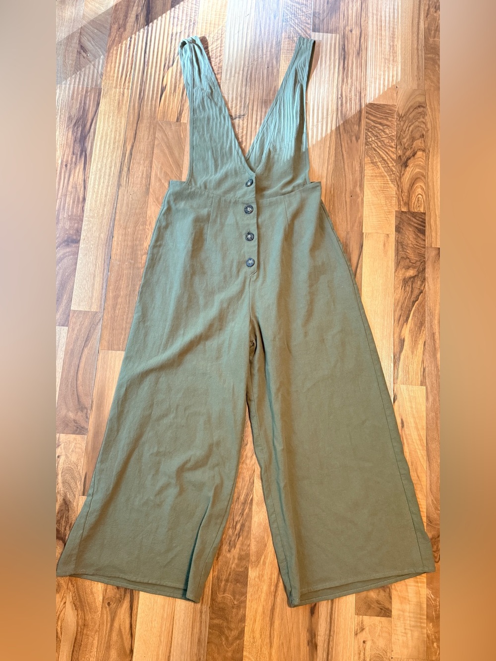 Sienna Sky Olive Green Wide-Leg Button-Front Jumpsuit